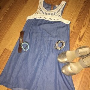 Denim dress with cute neckline